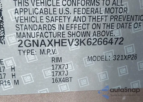 2019 Chevrolet Equinox Ls from USA, damaged, VIN 2GNAXHEV3K6266472